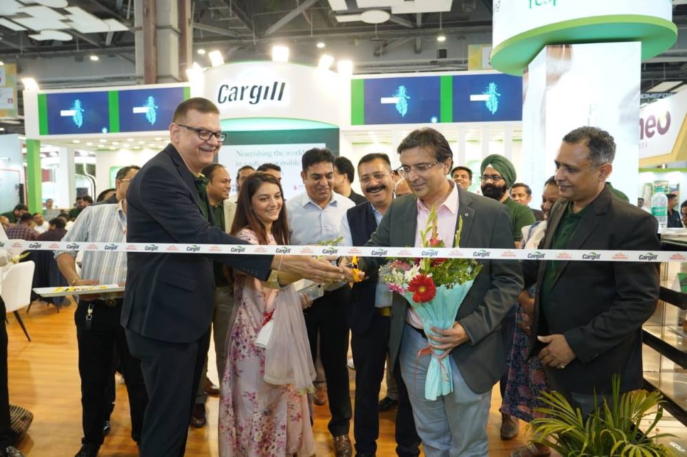 Cargill leaders and guests cut a ribbon to inaugurate the Cargill booth at AAHAR 2026 in New Delhi.